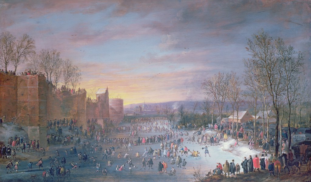 Detail of Ice Skating on the Stadtgraben in Brussels, 1649 by Robert van den Hoecke