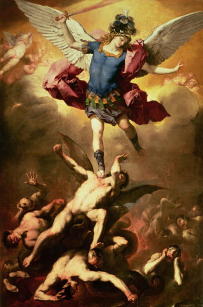 Detail of Archangel Michael overthrows the rebel angel, c.1660-65 by Luca Giordano