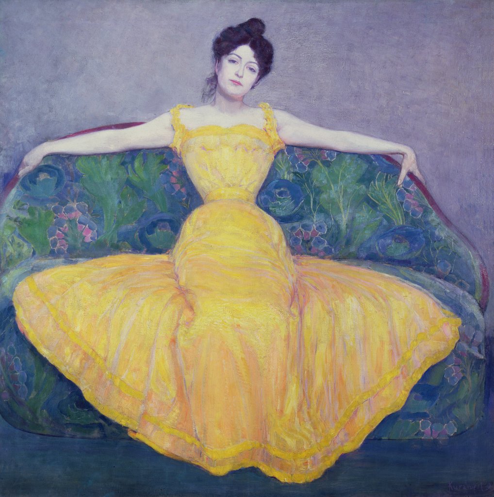 Detail of Lady in a Yellow Dress, 1899 by Max Kurzweil