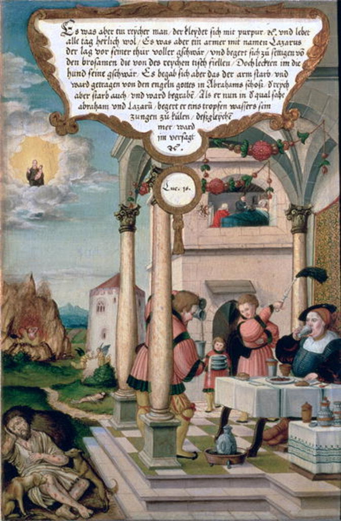 Detail of Lazarus and the Rich Man's Table by Matthias Gerung or Gerou