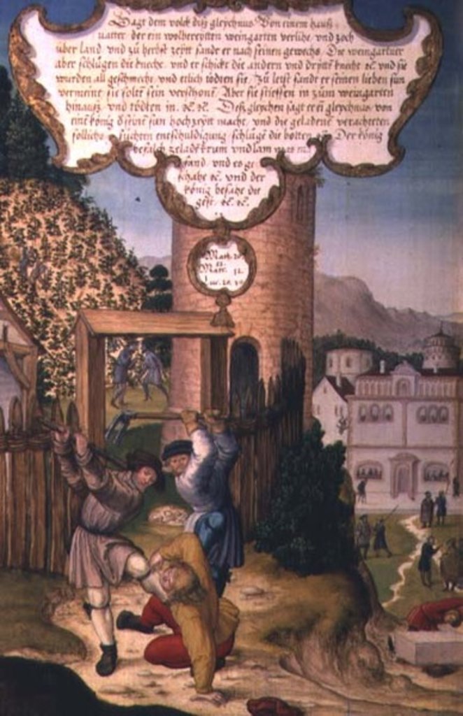 Detail of The vinedressers killing the heir of the vineyard owner by Matthias Gerung or Gerou