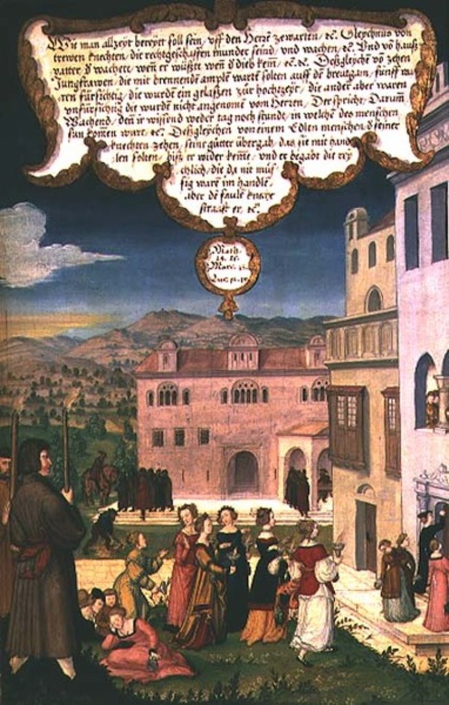 Detail of The Parable of the Wise and Foolish Virgins by Matthias Gerung or Gerou