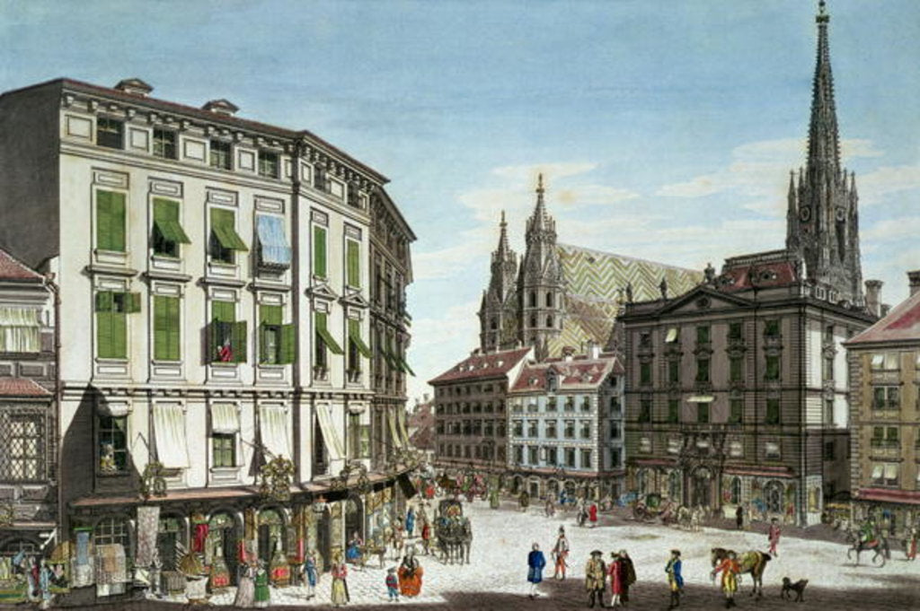 Detail of Stock-im-Eisen-Platz, with St. Stephan's Cathedral in the background by Karl von Schutz
