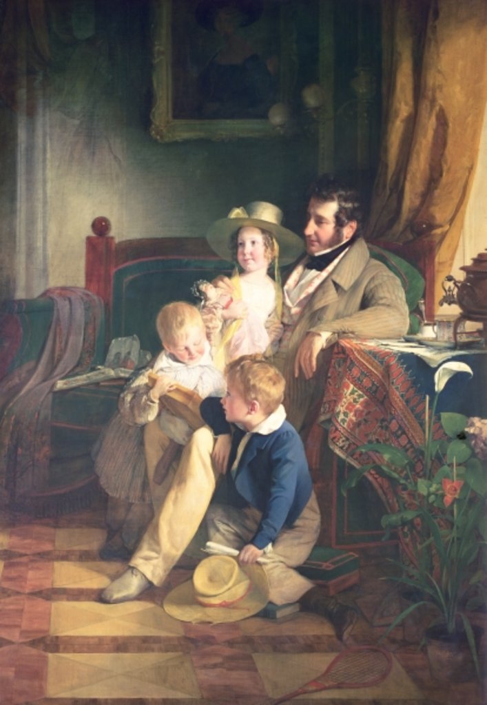 Detail of Rudolf von Arthaber with his Children Rudolf, Emilie and Gustav Looking at the Portrait of their Deceased Mother, 1837 by Friedrich von Amerling