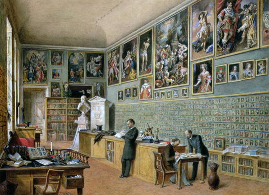 Detail of The Library, in use as an office of the Ambraser Gallery in the Lower Belvedere, 1879 by Carl Goebel