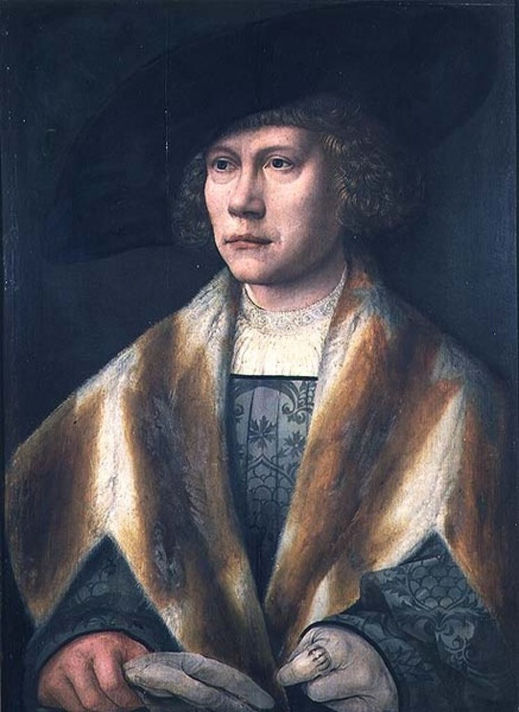 Detail of Portrait of a young man, possibly a self portrait, c.1520 by Bernard van Orley