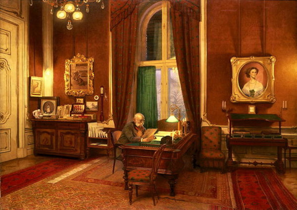 Detail of Emperor Franz Joseph I of Austria in his study at Schloss Schonbrunn by Franz von Matsch