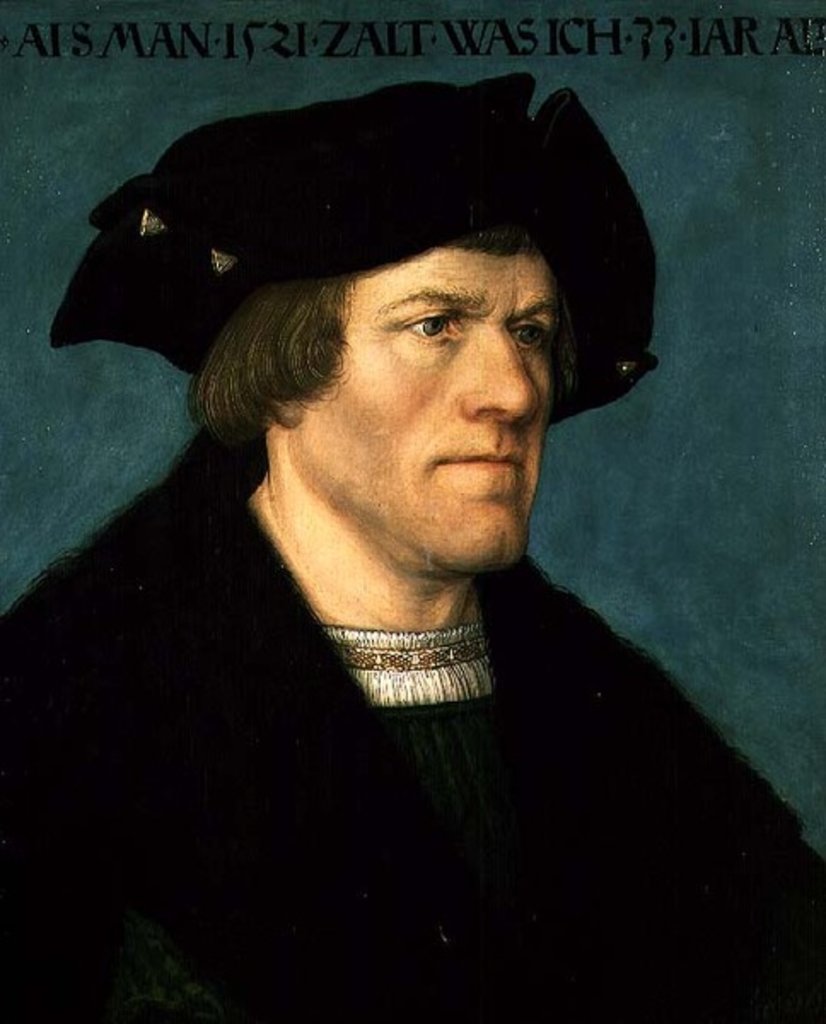Detail of Portrait of a clean-shaven man, 1521 by Hans or Johan Maler