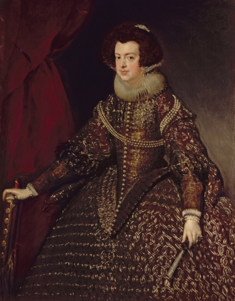 Detail of Queen Isabella of Spain, wife of Philip IV, 1632 by Diego Rodriguez de Silva y Velazquez