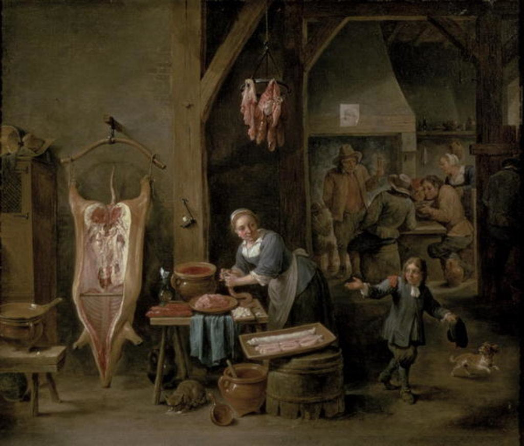 Detail of Sausage-making, 1651 by David the Younger Teniers