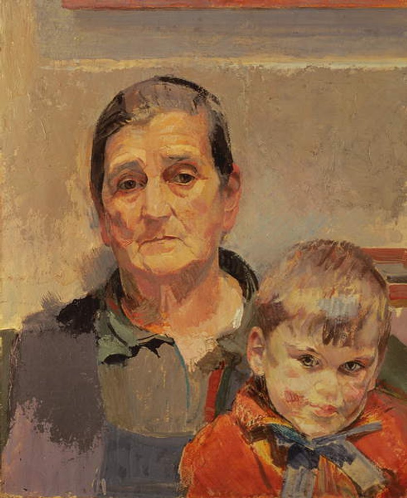 Detail of The Artist's Mother with a young child by Franz Wiegele