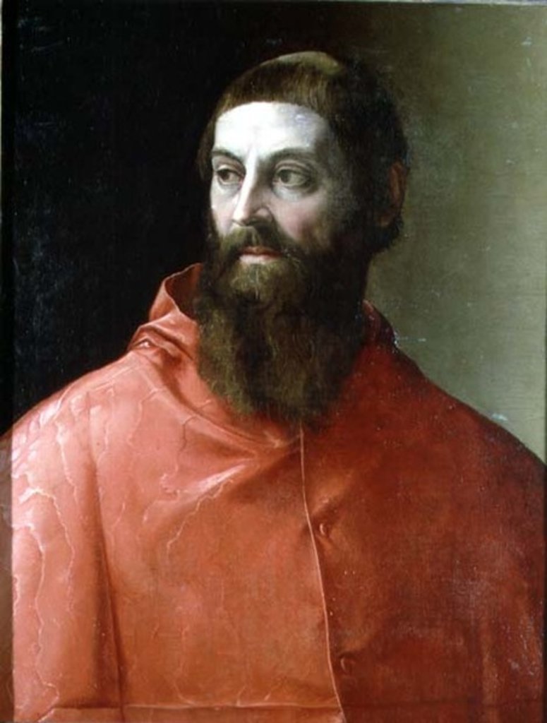 Detail of Cardinal Rudolfo Pio, Bishop of Faenza, 1528 by Francesco de Rossi Salviati Cecchino