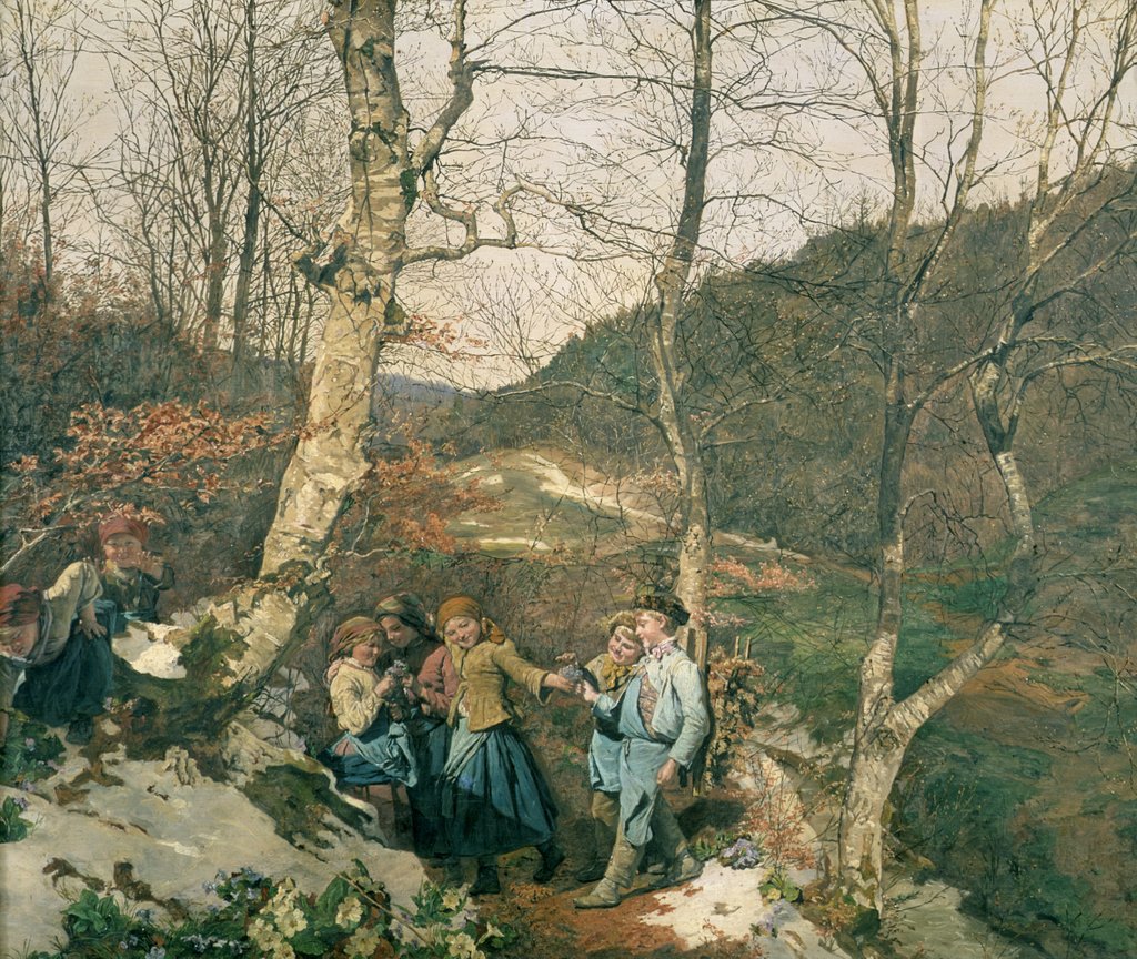Detail of Early Spring in the Vienna Woods by Ferdinand Georg Waldmuller