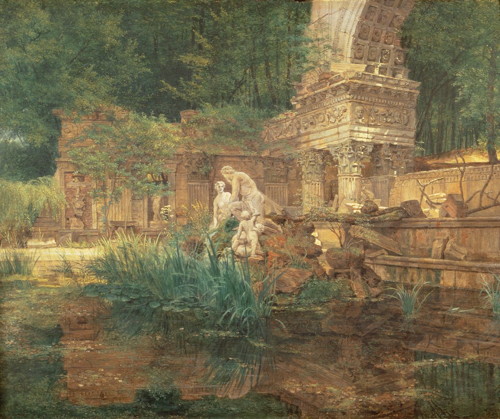 Detail of The Roman Ruins in the Gardens of Schonbrunn Palace by Ferdinand Georg Waldmuller