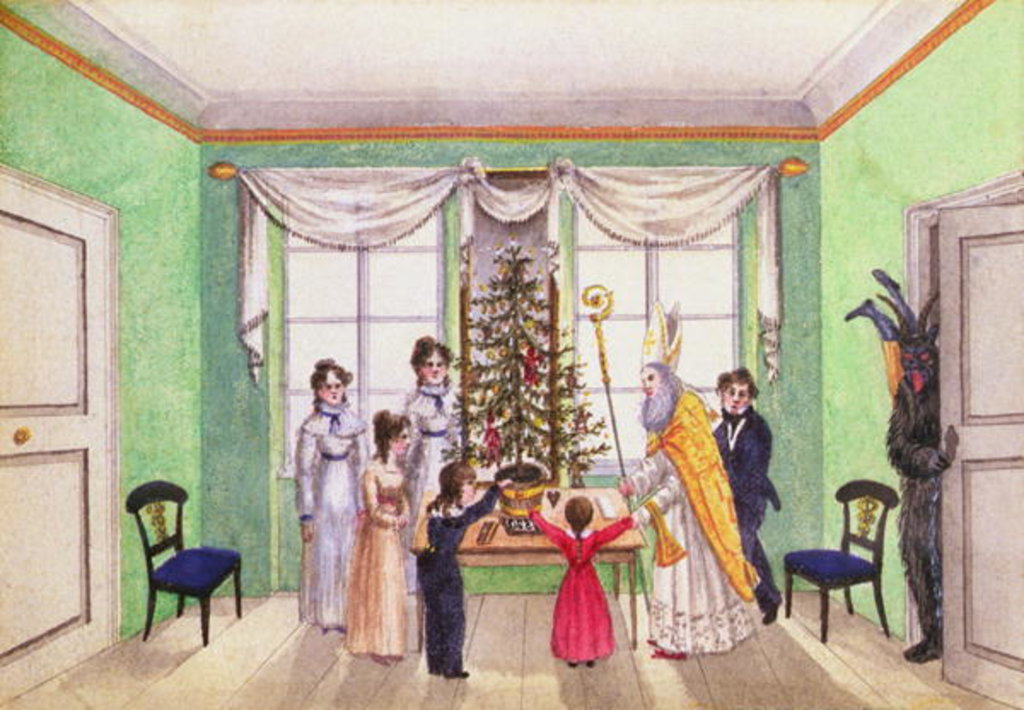 Detail of Krampus and St. Nicholas from the journal of Carl Baumann written 1813-25 by Franz Paumgarrten