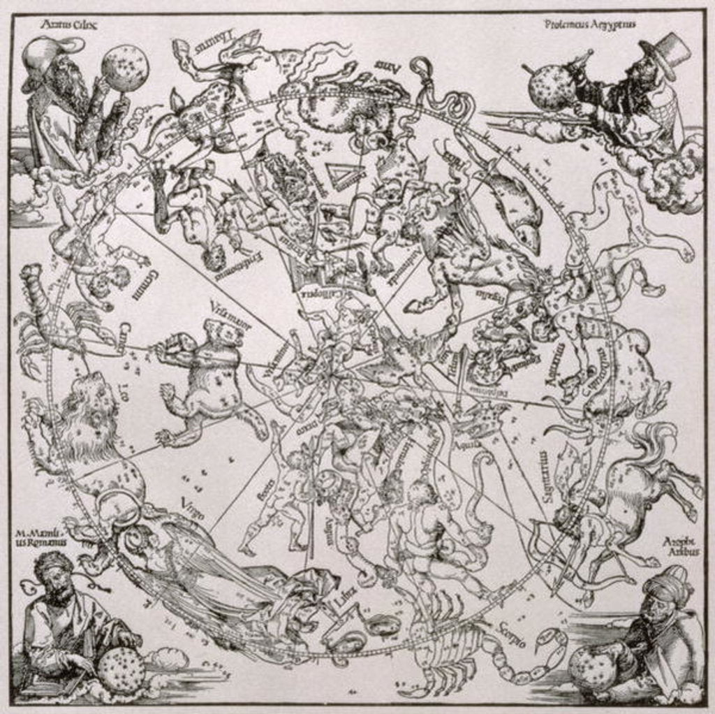 Detail of Map of the Northern Sky with representations of the constellations, c.1515 by Albrecht Dürer or Duerer
