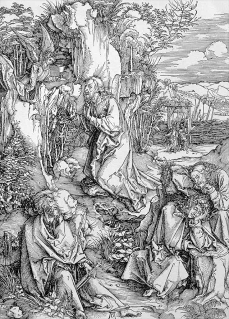 Detail of Agony in the Garden from the 'Great Passion' series, pub. 1511 by Albrecht Dürer or Duerer