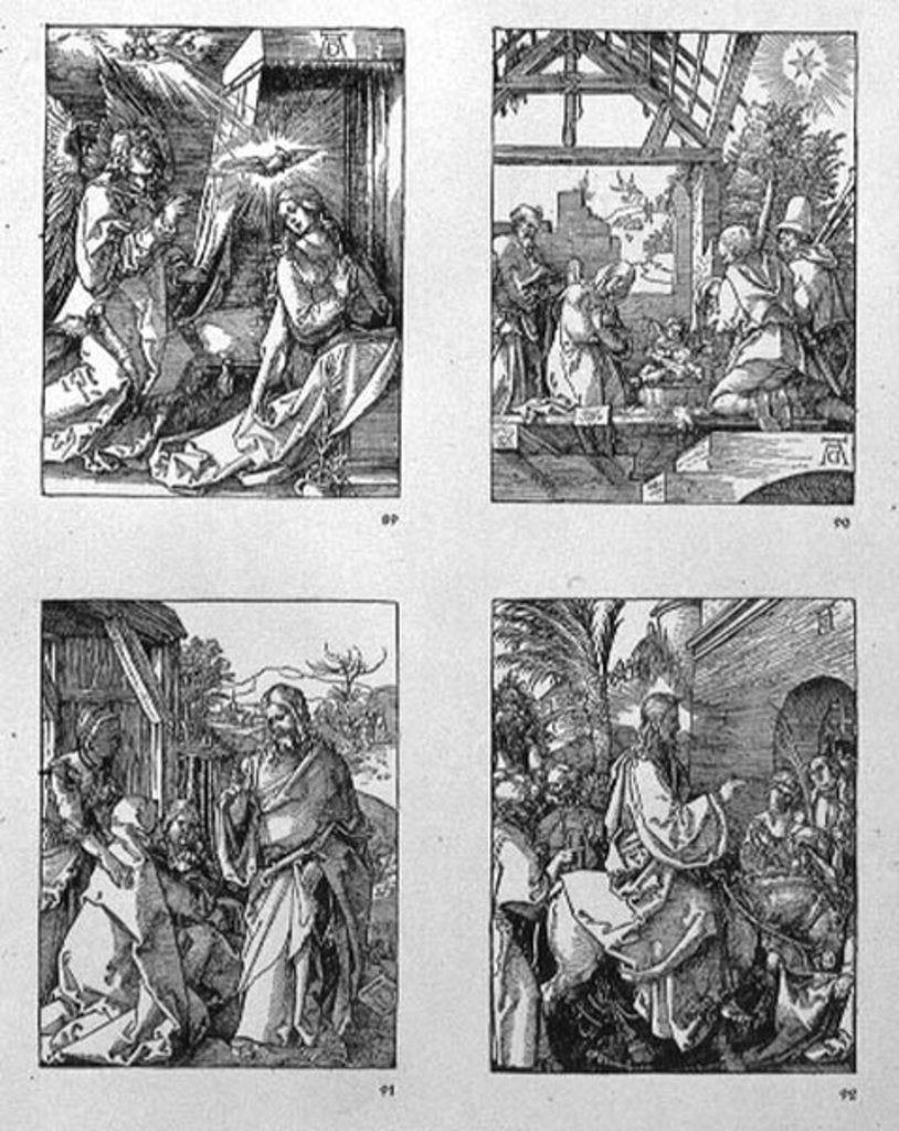 Detail of The 'Small Passion' series: The Annunciation; The Adoration of the Shepherds; Christ Taking Leave of his Mother; Christ's Entry into Jerusalem by Albrecht Dürer or Duerer