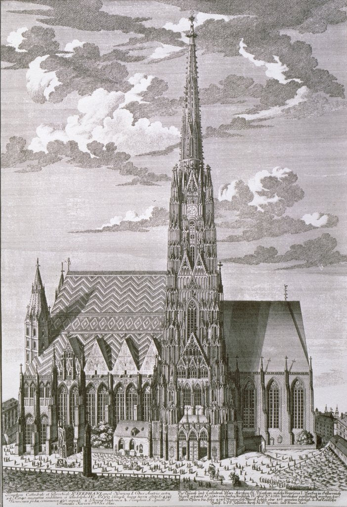 Detail of View of St. Stephan's Cathedral, Vienna engraved by George-Daniel Heumann by Salomon Kleiner