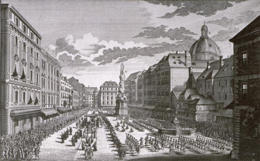 Detail of View of a procession in the Graben by Salomon Kleiner