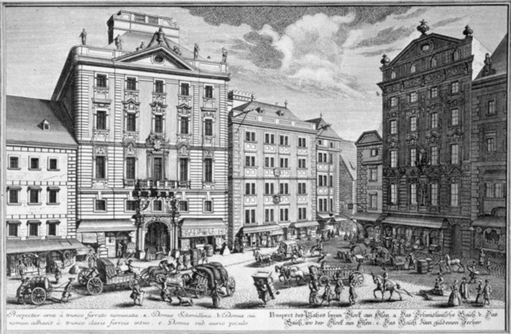 Detail of View of Stock-im-Eisen-Platz, Vienna engraved by Karl Remshard by Salomon Kleiner