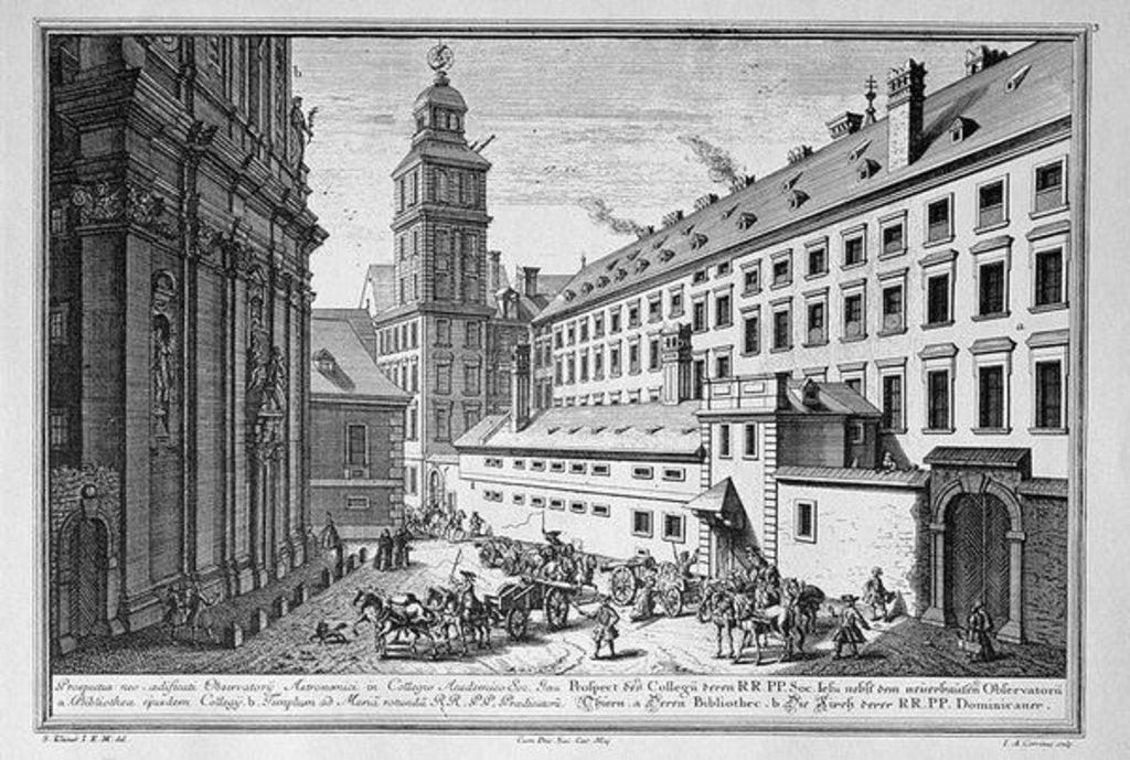 Detail of View of the new Observatory in the Jesuit College, Vienna showing also the library and the church of St. Maria Rotunda by Salomon Kleiner