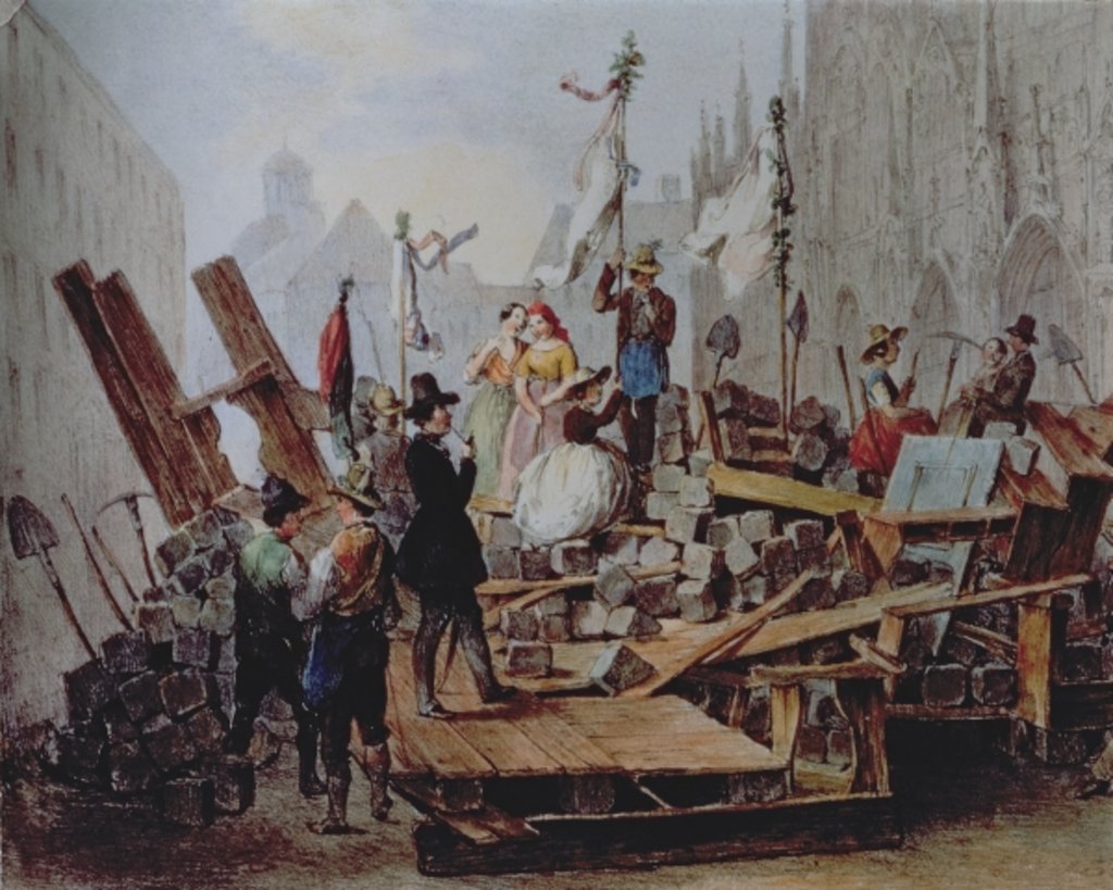 Detail of Barricades in the Stephansplatz, Vienna, 1848 by Edouard Ritter