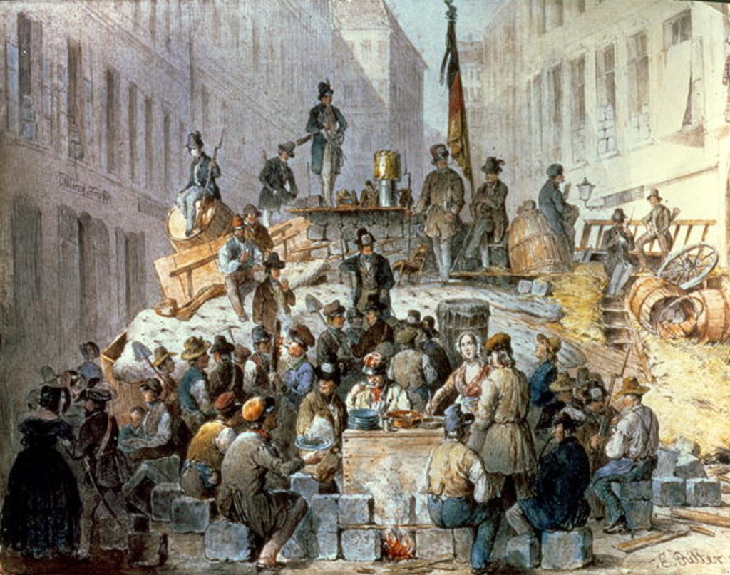 Detail of Barricades in Marzstrasse, Vienna, 1848 by Edouard Ritter