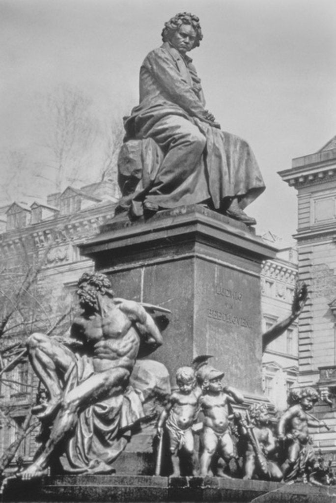 Detail of Monument to Ludwig van Beethoven, the composer seated on a pedestal above figures alluding to the Ninth Symphony, by Kaspar Ritter von Zumbusch, 1880 by Austrian School