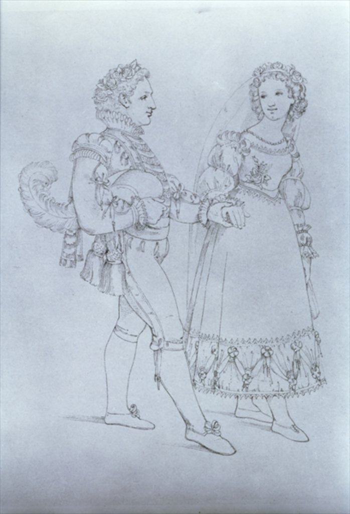 Detail of Costume designs for Figaro and Susanna from the opera 'The Marriage of Figaro' by Wolfgang Amadeus Mozart by Austrian School