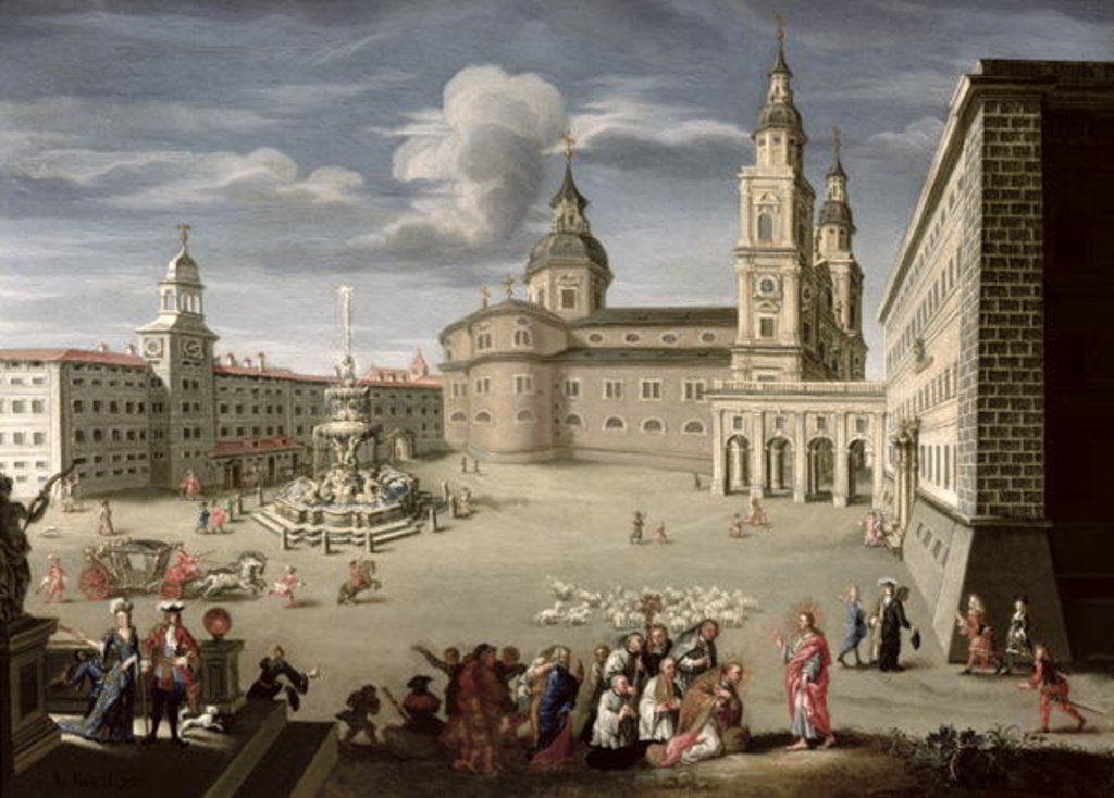 Detail of Christ blessing the people of Salzburg by Christof Lederwasch