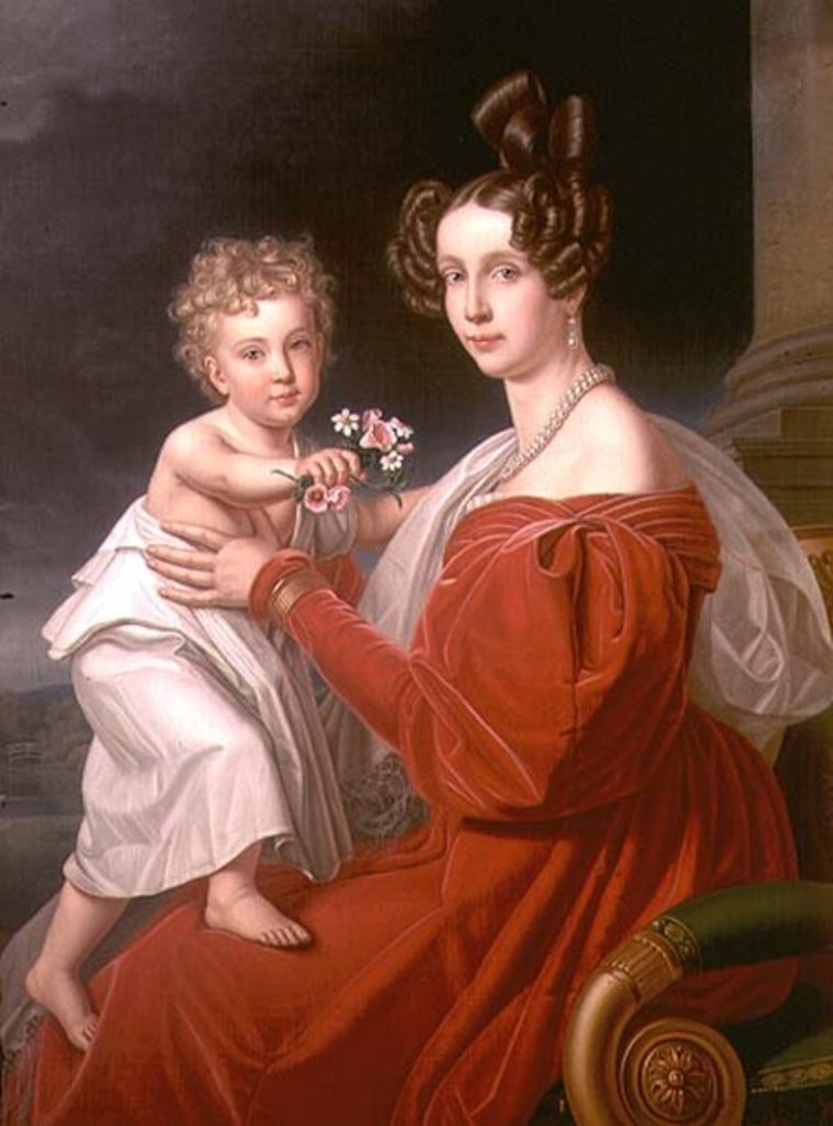 Detail of Archduchess Sophia of Austria with her two year old son Franz Joseph by J. K. Stiegler