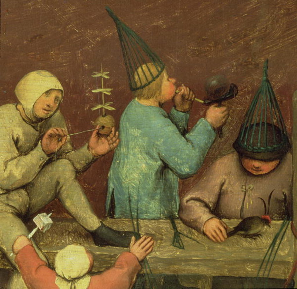 Detail of Children's Games: detail of left-hand section showing children making toys and blowing bubbles, 1560 by Pieter the Elder Bruegel