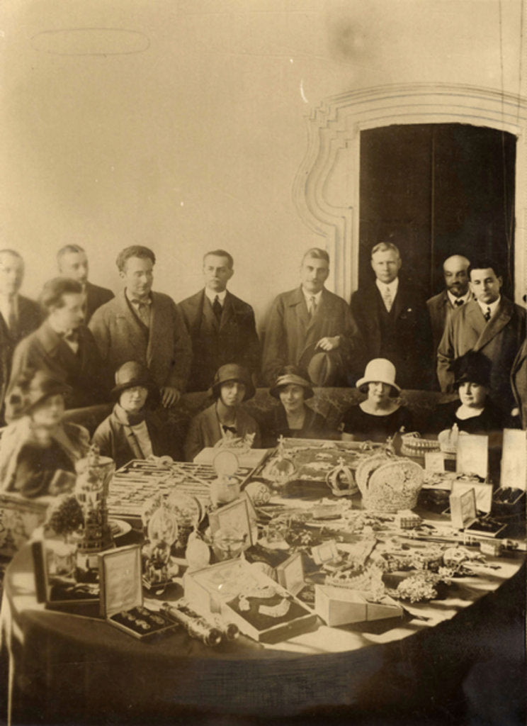 Detail of Russian Crown Jewels being prepared for sale to foreign countries, 1925 by Russian Photographer