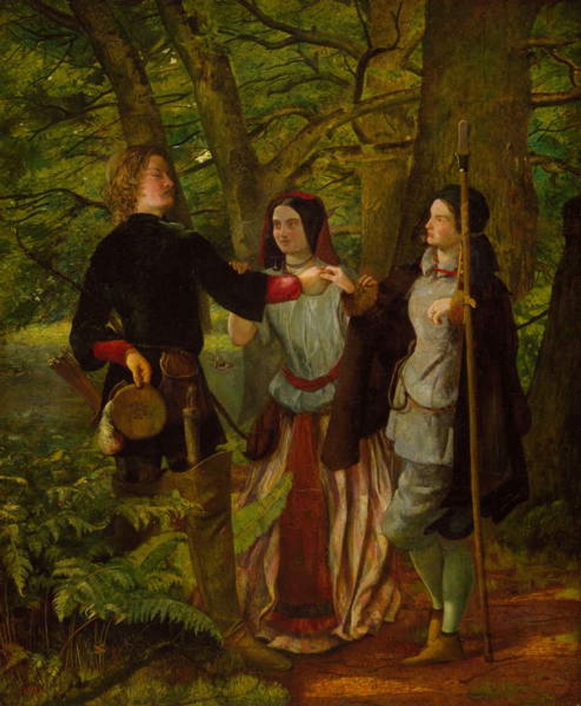 Detail of As You Like It - Act IV Scene I - Rosalind Tutoring Orlando in the Ceremony of Marriage or The Mock Marriage of Orlando and Rosalind, 1850 by Walter Howell Deverell