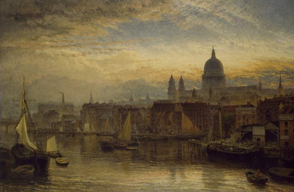 Detail of St. Paul's from the River Thames, 1877 by Henry Dawson