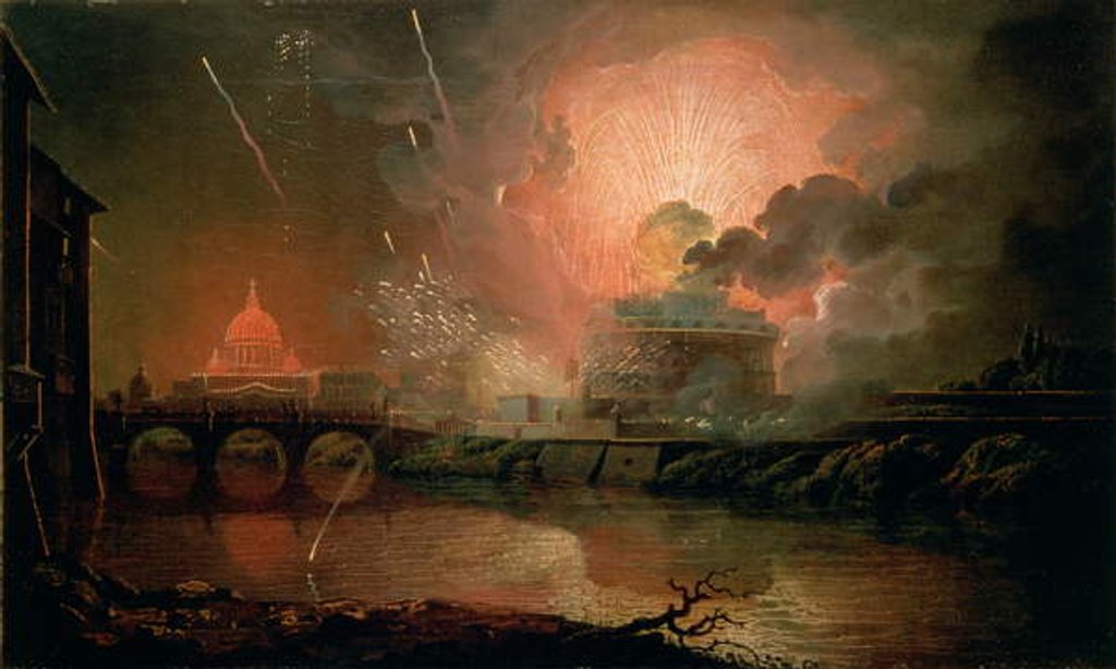 Detail of Firework Display at the Castel Sant Angelo, 1774-1778 by Joseph Wright of Derby