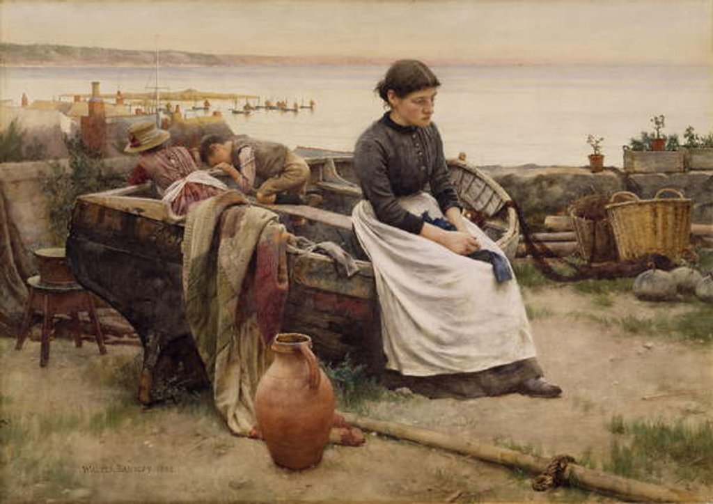 Detail of But oh for the Touch of a Vanished Hand, 1888 by Walter Langley