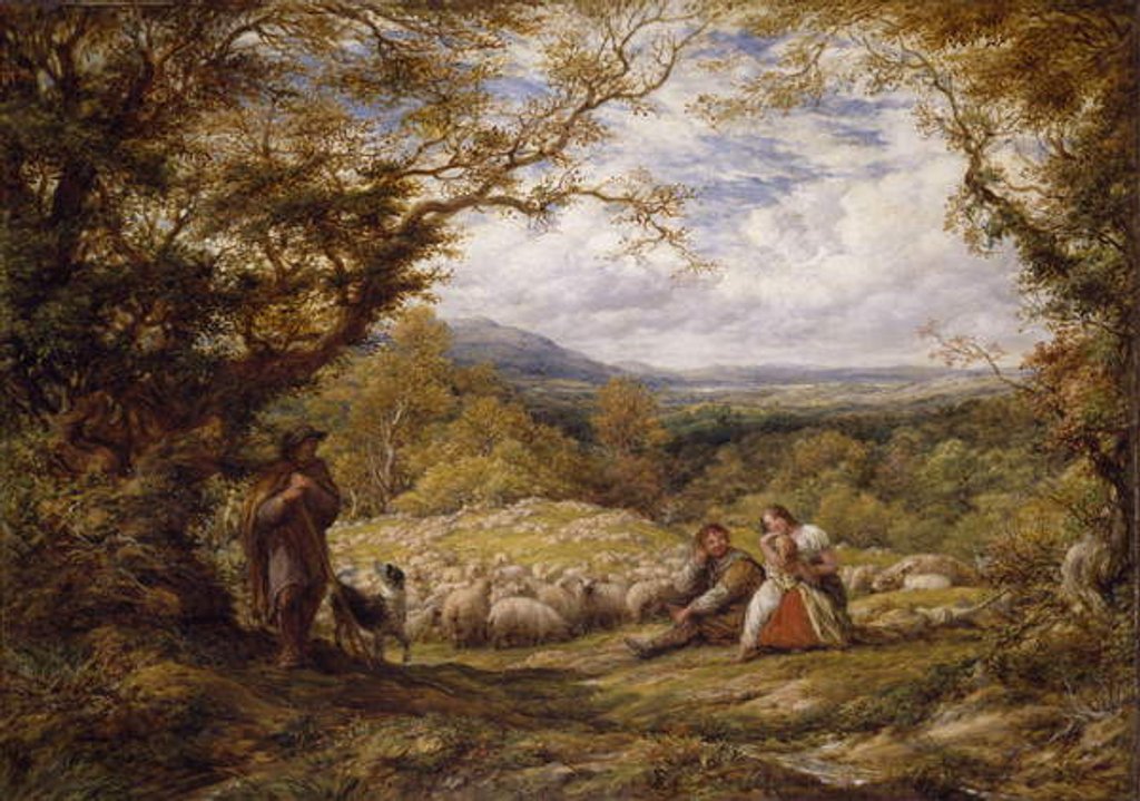Detail of The Sheep Drive, 1863 by John Linnell