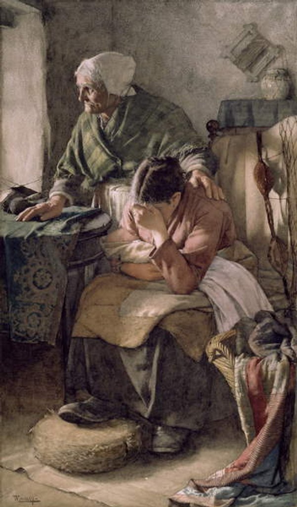 Detail of But Men Must Work and Women Must Weep, 1883 by Walter Langley