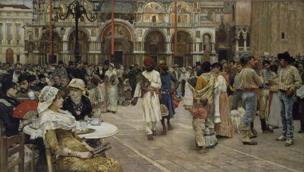 Detail of The Piazza di San Marco, Venice, 1883 by William Logsdail