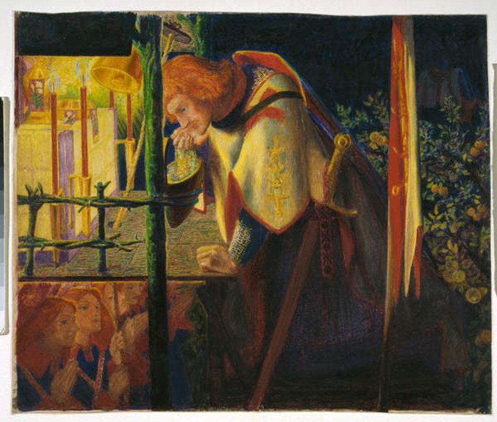 Detail of Sir Galahad at the Ruined Chapel, 1859 by Dante Gabriel Charles Rossetti