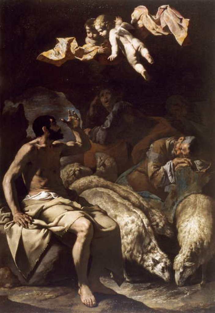 Detail of The Angel Appearing to the Shepherds, 1600-50 by Bassante Bartolomeo