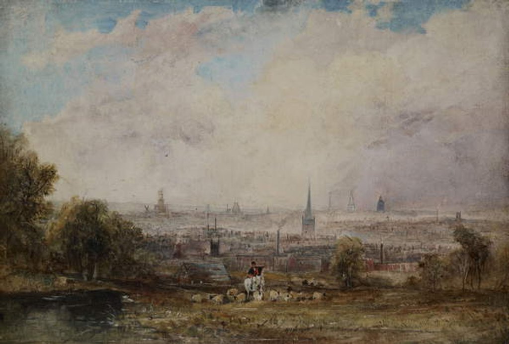Detail of A Distant View of Birmingham, 1825-1830 by Thomas Creswick