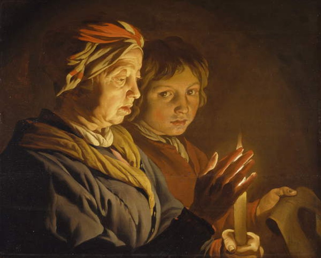 Detail of Old Woman And A Boy By Candlelight, 1630-1650 by Matthias Stomer