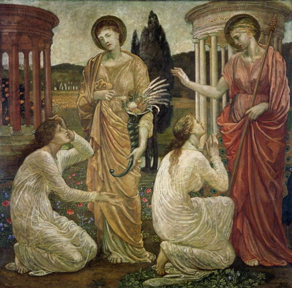 Detail of Cupid and Psyche - Palace Green Murals - Psyche at the Shrines of Juno and Ceres, 1881 by Edward Coley Burne-Jones