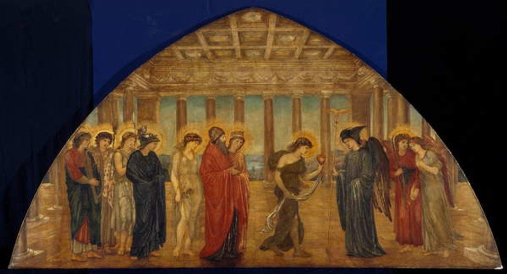 Detail of Cupid and Psyche - Palace Green Murals - Psyche entering the Portals of Olympus, 1881 by Edward Coley Burne-Jones