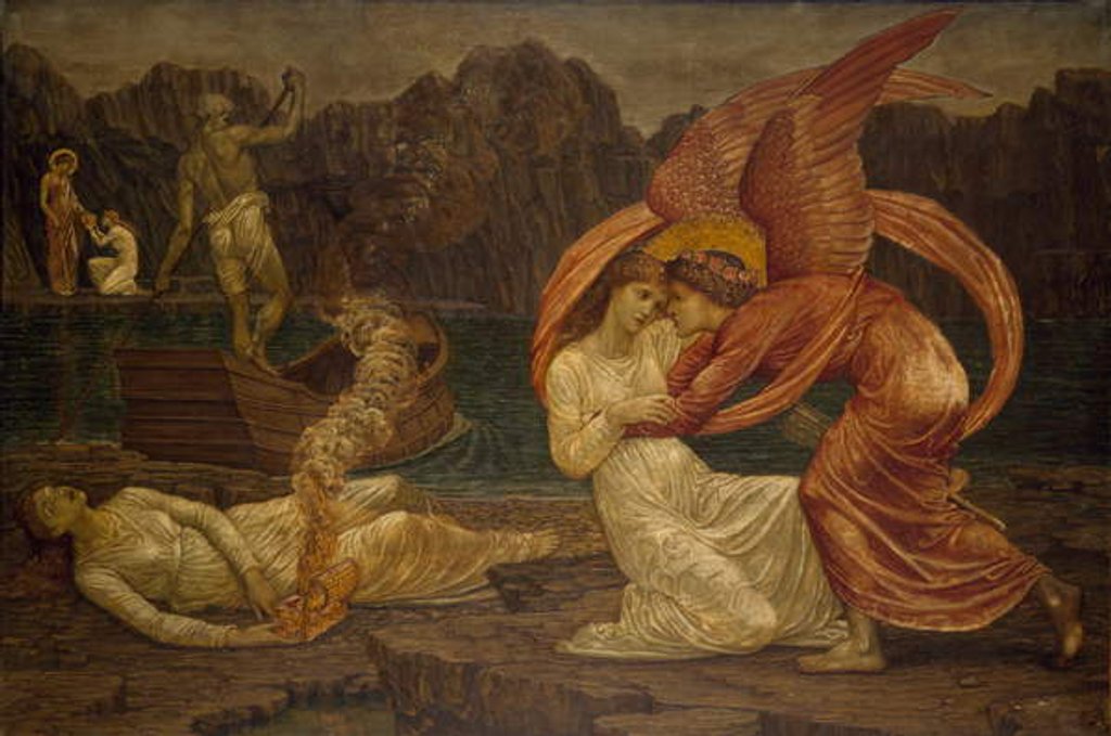 Detail of Cupid and Psyche - Palace Green Murals - Psyche receiving the Casket from Proserpine, 1881 by Edward Coley Burne-Jones