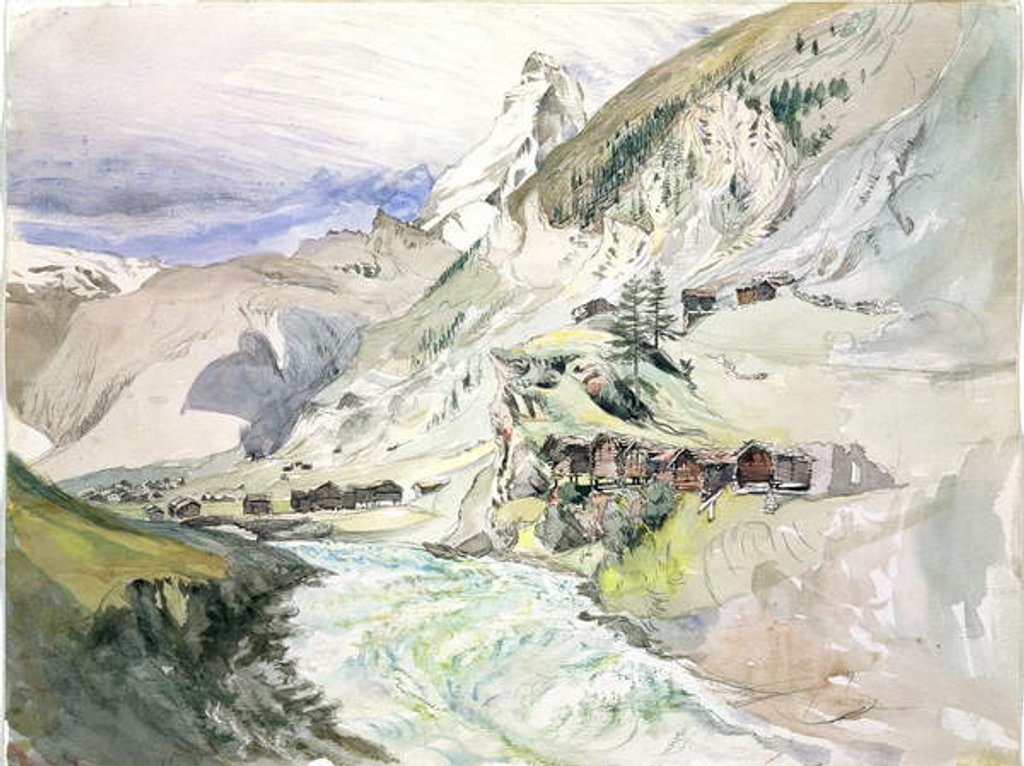 Detail of An Alpine Valley: The Matterhorn in the Distance by John Ruskin