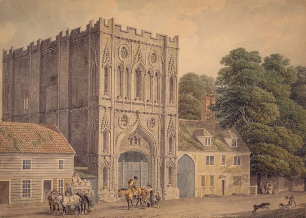 Detail of The West Front of the Abbey Gate, Bury St. Edmunds, 1788-1801 by Michael Rooker